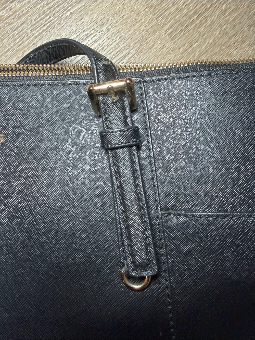 Michael Kors Black Saffiano Leather Shoulder Tote with Gold Hardware - Picture 4 of 8